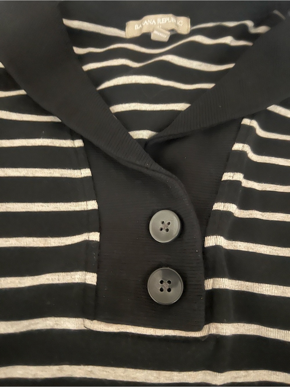 Banana Republic Black & gray Striped Shawl Collar Women's Sweatshirt - Picture 4 of 8